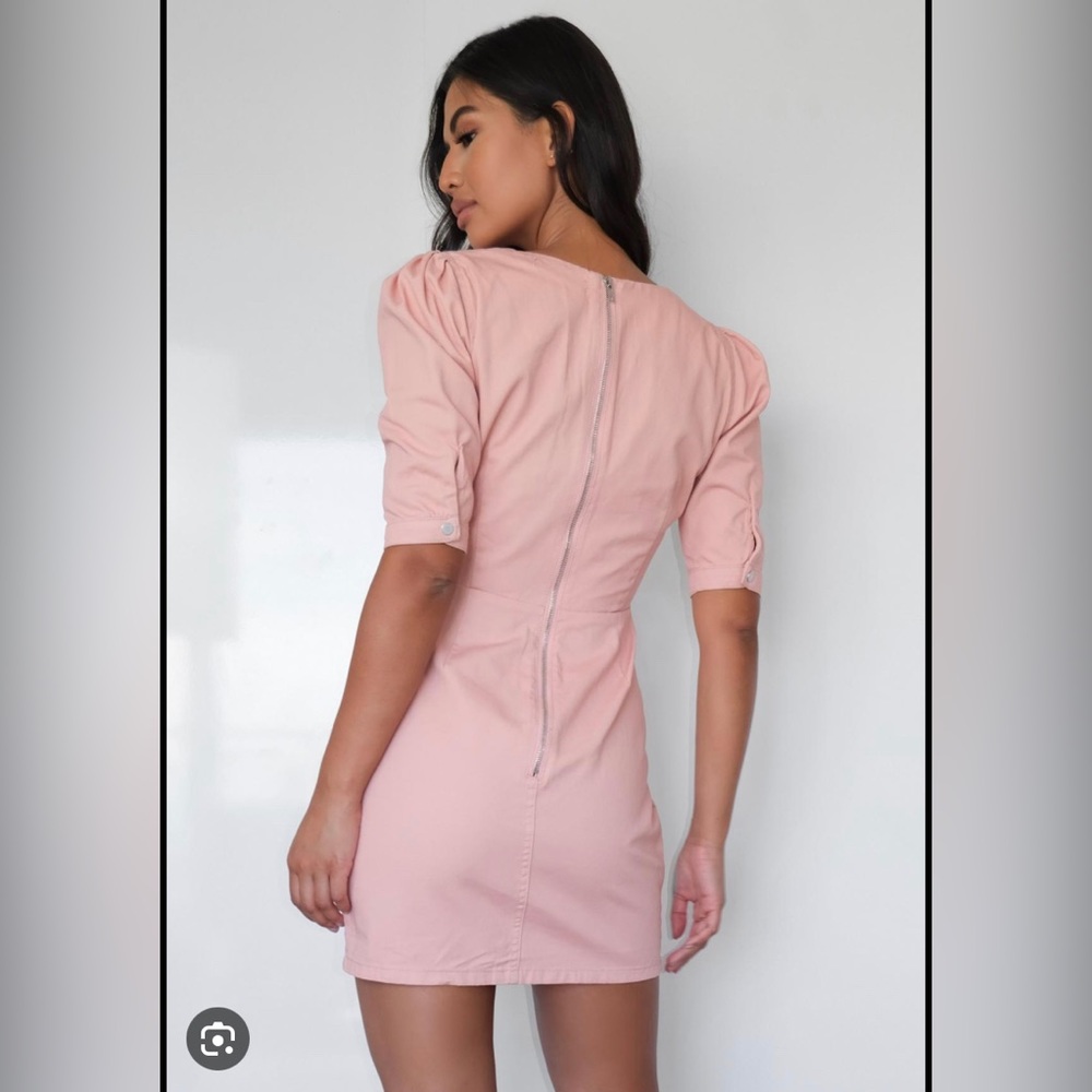 Pink Plunge Corset Tie Denim Dress size 6 - Picture 2 of 7